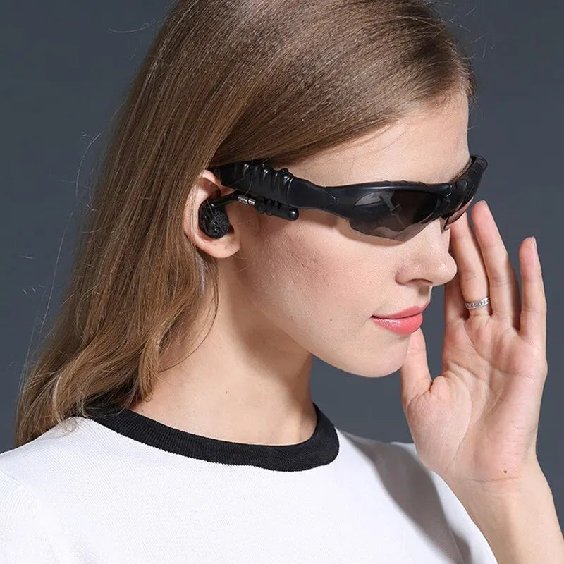 Wireless Bluetooth Sunglasses Headset w/Mic Noise Reduction for Sports