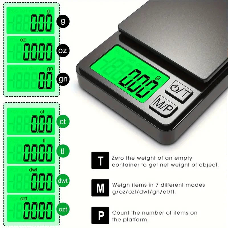 500g 0.01g Accurate Electronic Jewelry Gram Scale Precision Scale Portable Calibration Function Ultra-clear Display
