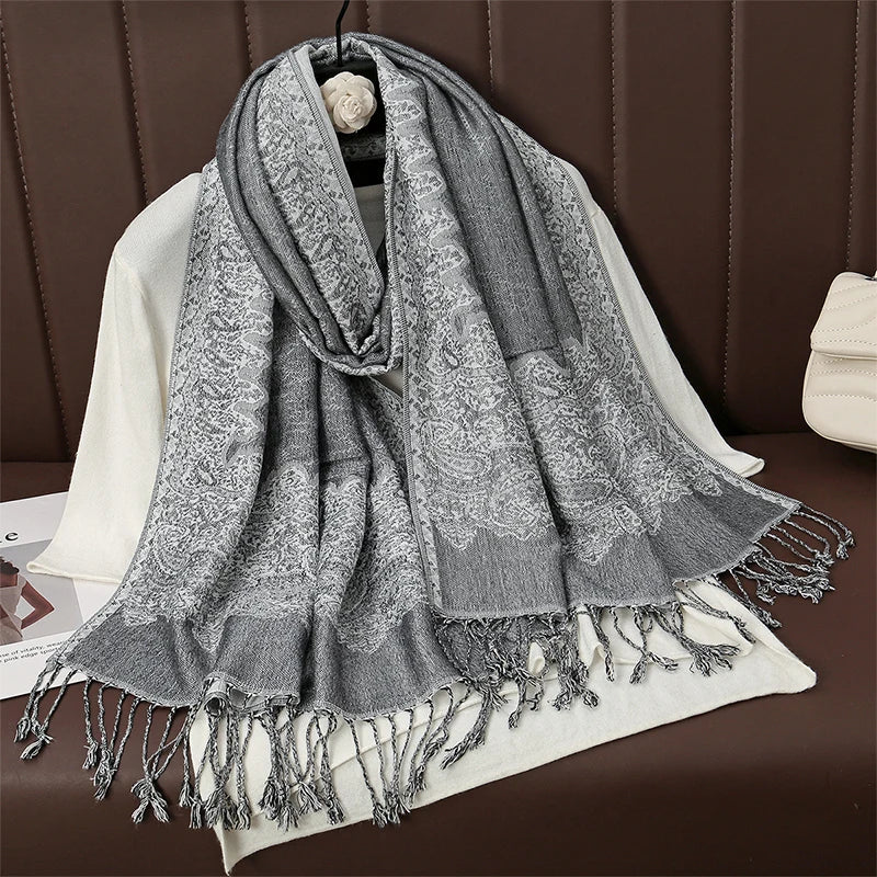 Women's Cashmere Pashmina Shawl Warm Winter Scarf Wrap with Elegant Print