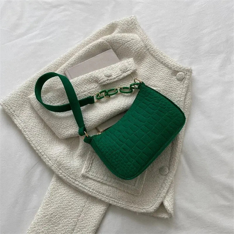 Luxury Felt Armpit Tote Fashionable Crescent & Square Handbag for Women
