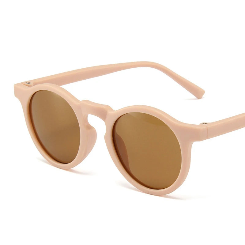 Kids Vintage Round UV400 Sunglasses Frosted Acrylic Fashion Shades