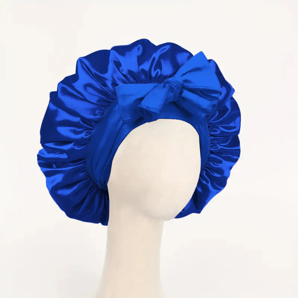 Adjustable Satin Silk Bonnet with Tie Band for Sleeping Hair Protection
