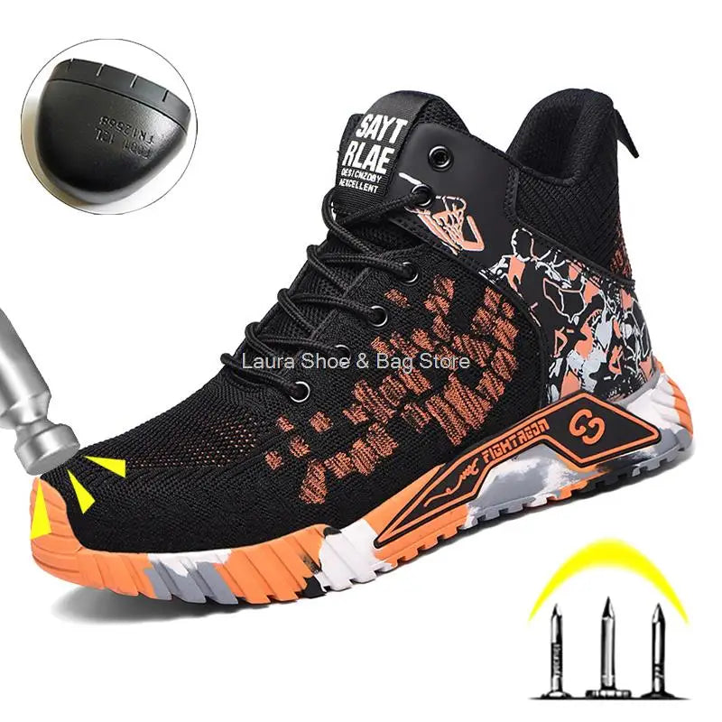 High Top Steel Toe Safety Work Shoes – Breathable Anti-Smash Boots