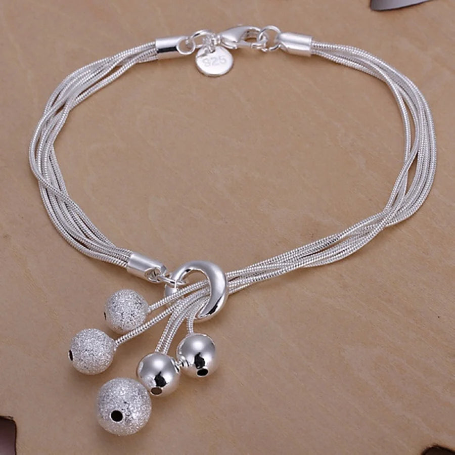 Sterling Silver Square Chain Bracelet for Women & Men Wedding Gift