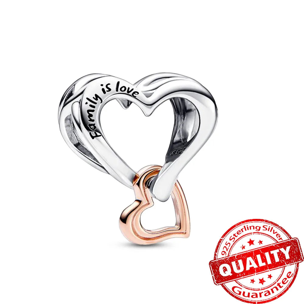Rose Gold Heart Padlock Key Charm 925 Sterling Silver Bracelet Jewellery Gift