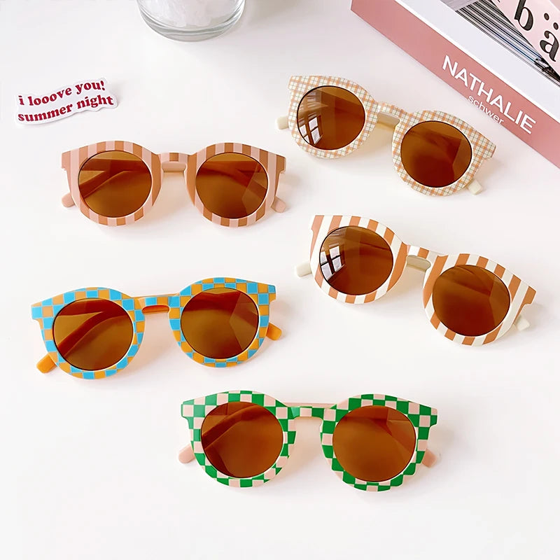 Kids Vintage Round UV400 Sunglasses Frosted Acrylic Fashion Shades