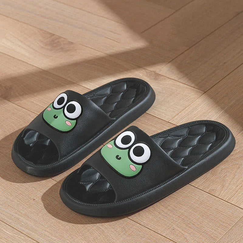Cartoon Frog Anti-Slip Slides Soft Bathroom Sandals for Home & Beach