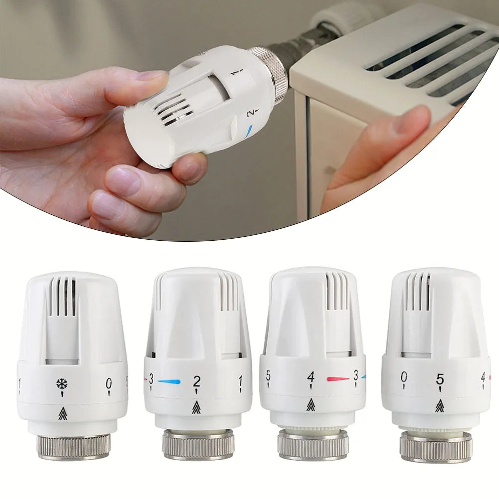 4PCS M30x1.5 Thermostatic Radiator Valves 5-Level Heating Control Head