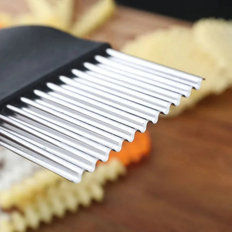 Stainless Steel Crinkle Cutter Wavy Knife for Potato Chips & French Fries