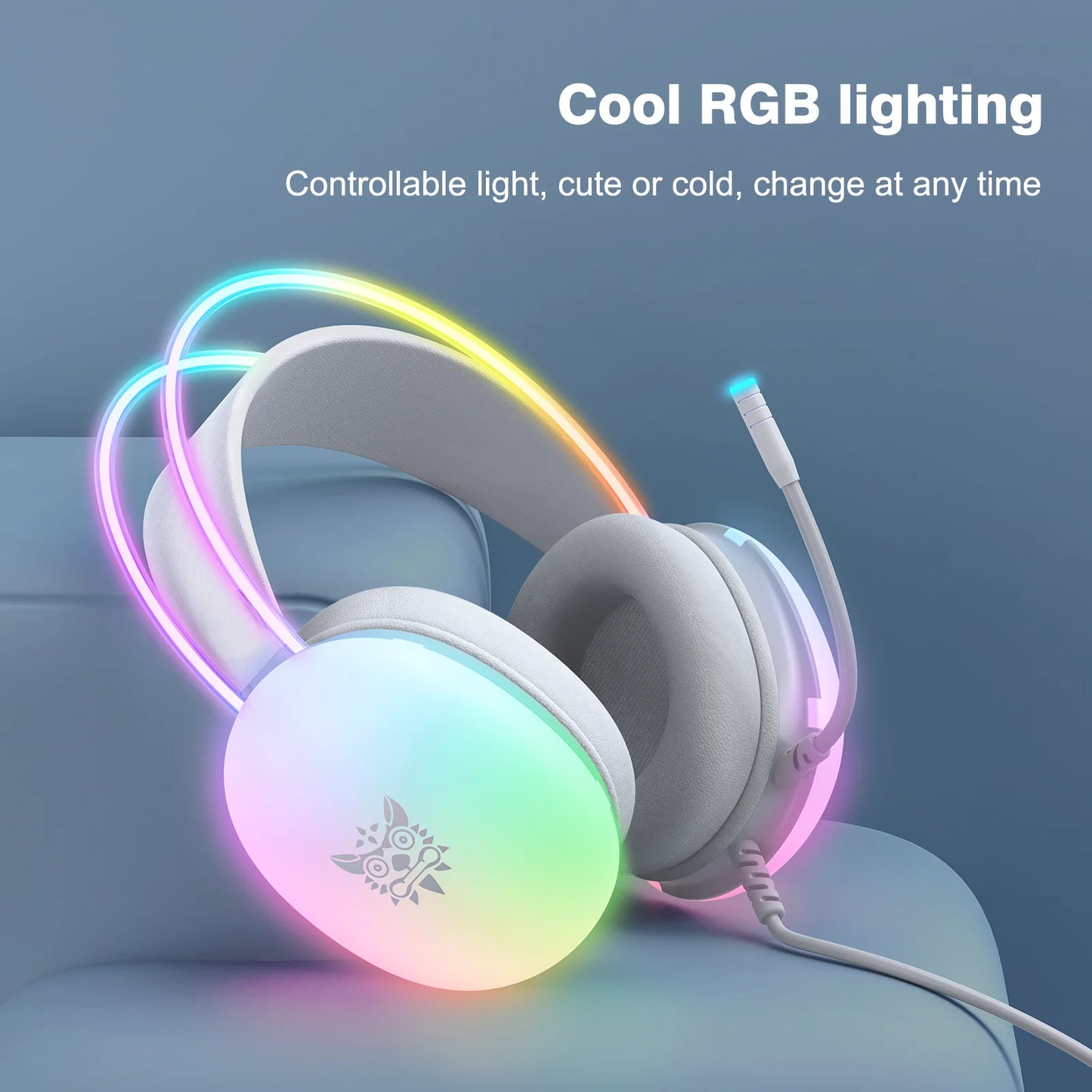 RGB Gaming Headset with Mic for PC Gamer Esports Over-Ear Headphones
