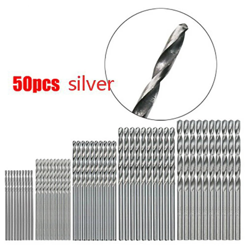 Titanium Coated Drill 100/50Pcs Bits HSS High Speed Steel Set Tool Quality Power Tools 1/1.5/2/2.5/3mm