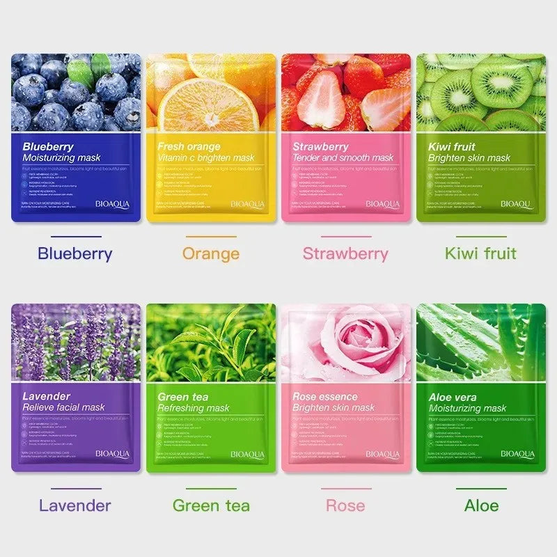 8pcs Natural Plant Face Masks – Hydrating & Firming Korean Skincare Set