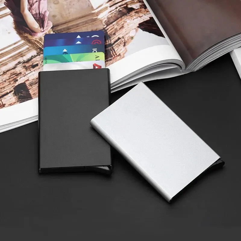 Slim Metal Card Holder Wallet Pop-Up Minimalist Wallet for Men/Women