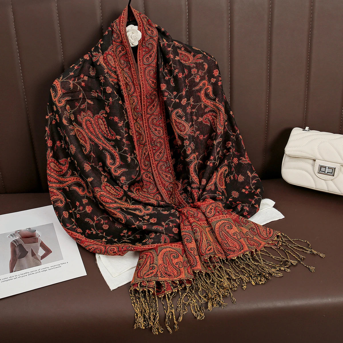 Women's Cashmere Pashmina Shawl Warm Winter Scarf Wrap with Elegant Print