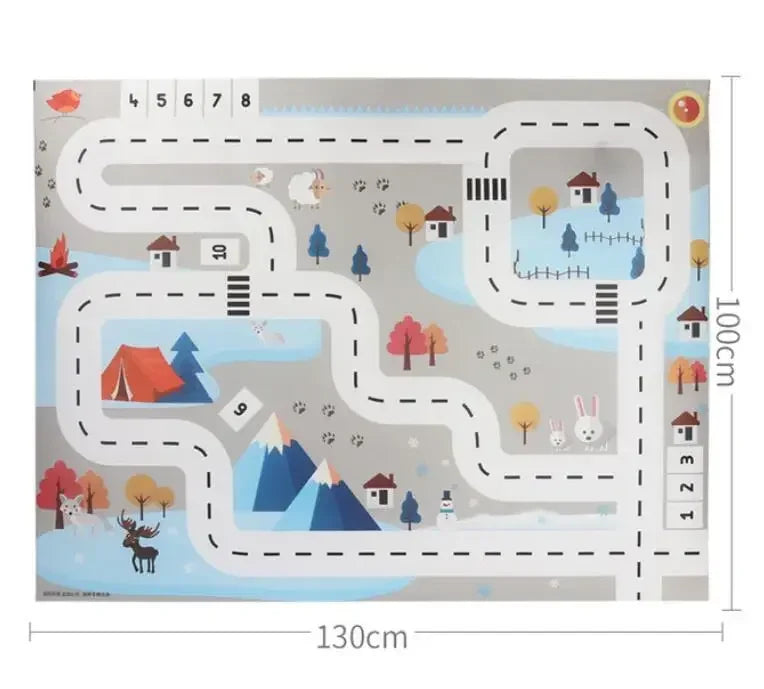 Baby Play Mat Traffic Road Map City Carpet Kids Car Parking Lot Game Rug