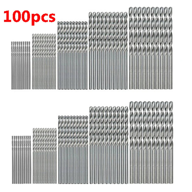 Titanium Coated Drill 100/50Pcs Bits HSS High Speed Steel Set Tool Quality Power Tools 1/1.5/2/2.5/3mm