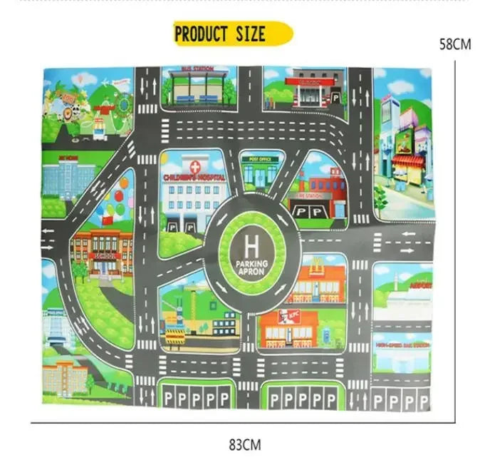 Baby Play Mat Traffic Road Map City Carpet Kids Car Parking Lot Game Rug