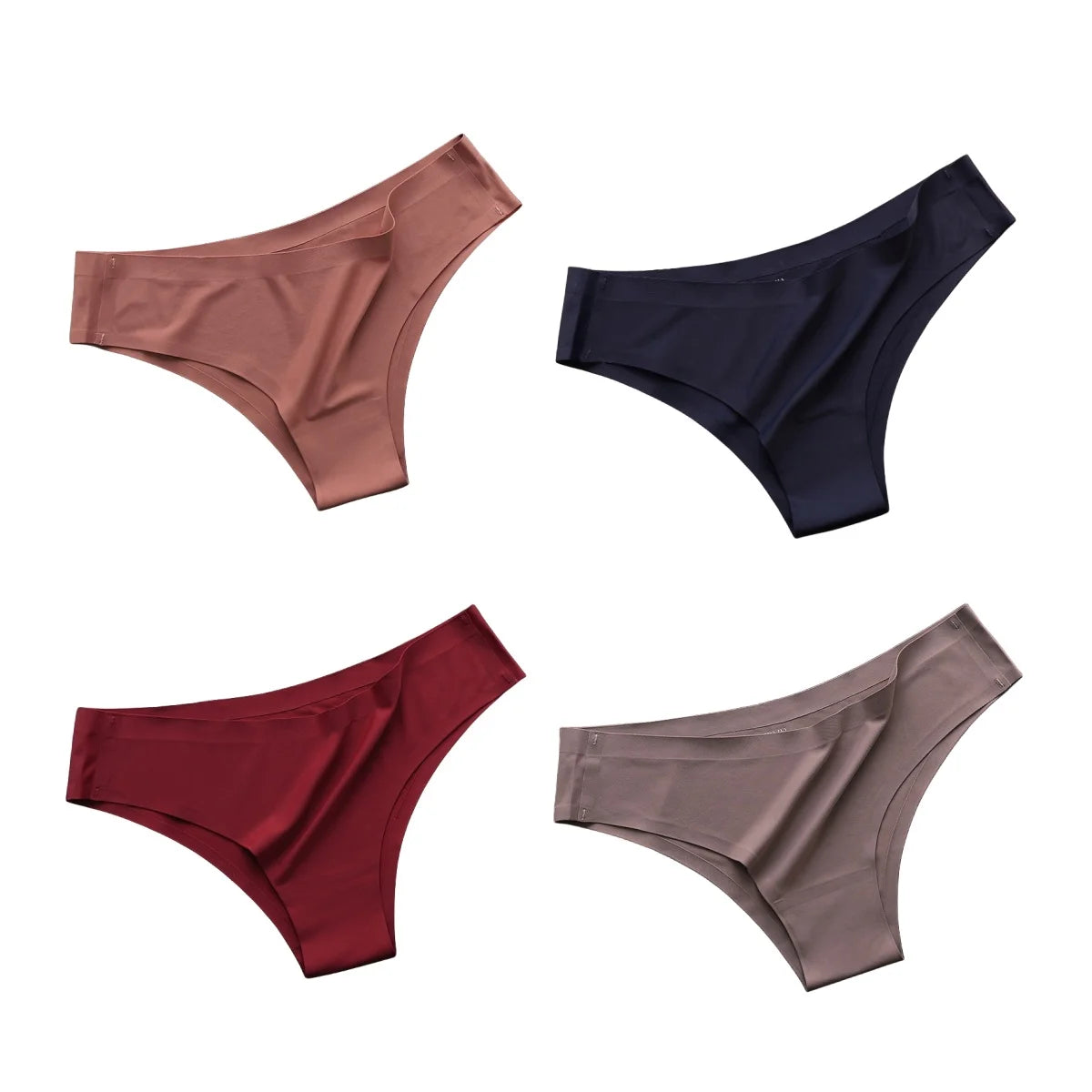 4PCS Women's Seamless Ice Silk Panties Low Waist Soft G-String Briefs