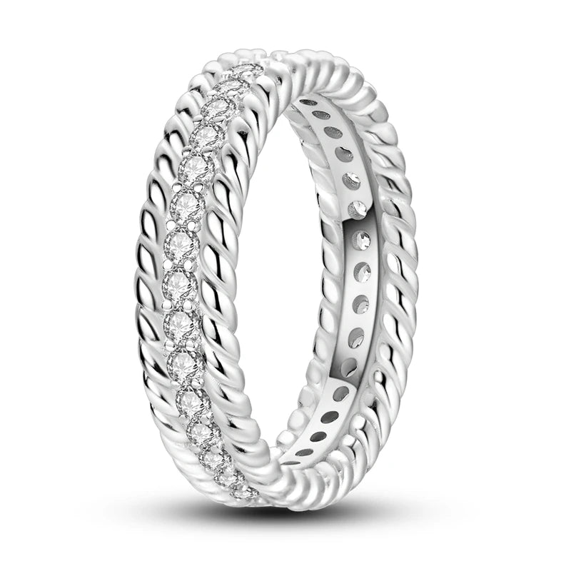 Silver Colour Star Zircon Ring for Women Wedding Engagement Gif