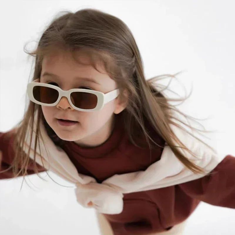 Kids Vintage Frosted Rectangle Sunglasses –UV400 Shades for Boys & Girls