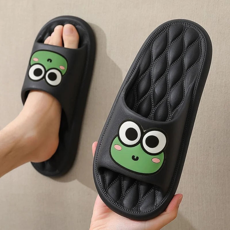Cartoon Frog Anti-Slip Slides Soft Bathroom Sandals for Home & Beach