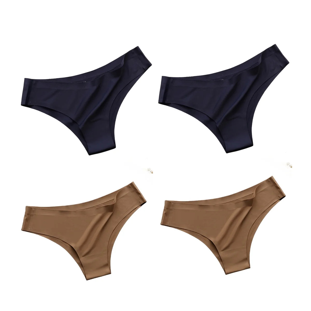 4PCS Women's Seamless Ice Silk Panties Low Waist Soft G-String Briefs