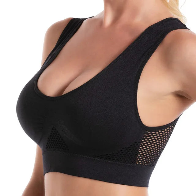 Women's Breathable Sports Bra Top Shockproof Padded Gym & Yoga Vest