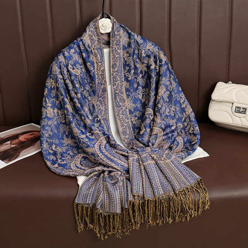 Women's Cashmere Pashmina Shawl Warm Winter Scarf Wrap with Elegant Print