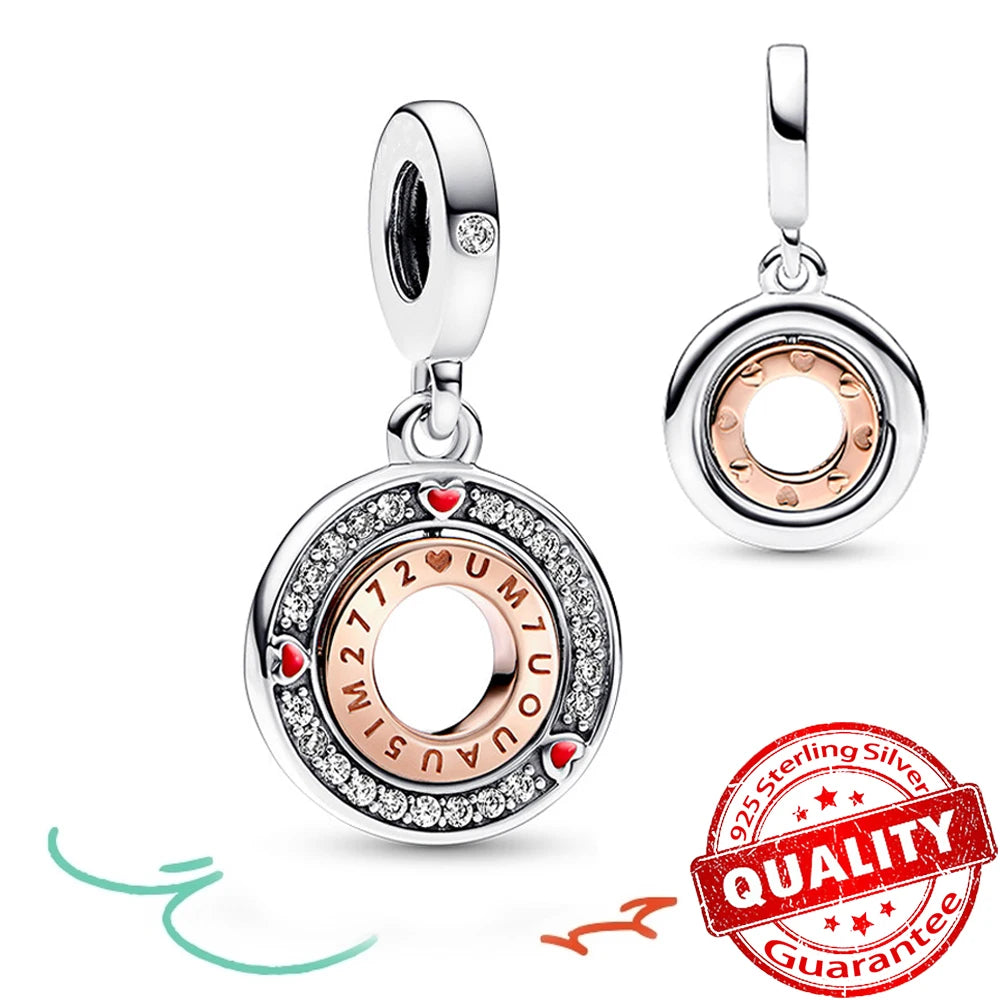 Rose Gold Heart Padlock Key Charm 925 Sterling Silver Bracelet Jewellery Gift
