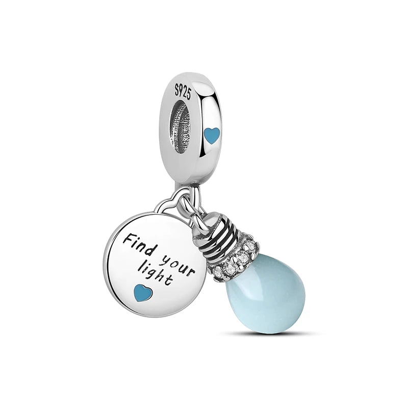 925 Sterling Silver Luminous Firefly Charm Beads for Bracelets & Necklaces