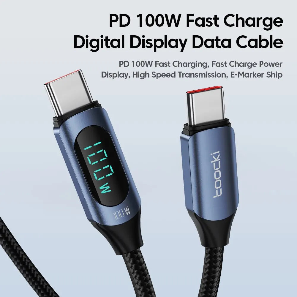 100W USB-C to USB-C PD Fast Charging Cable for MacBook iPad Xiaomi POCO