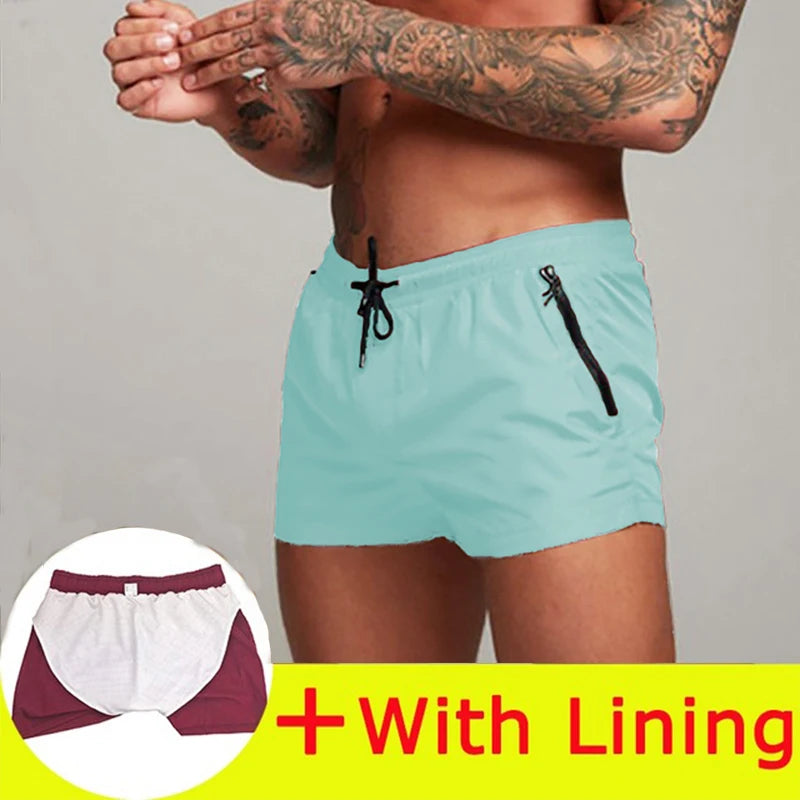 Mens Swimwear Sexy Swim Briefs, Beach Board Shorts, Sporty Surf Trunks