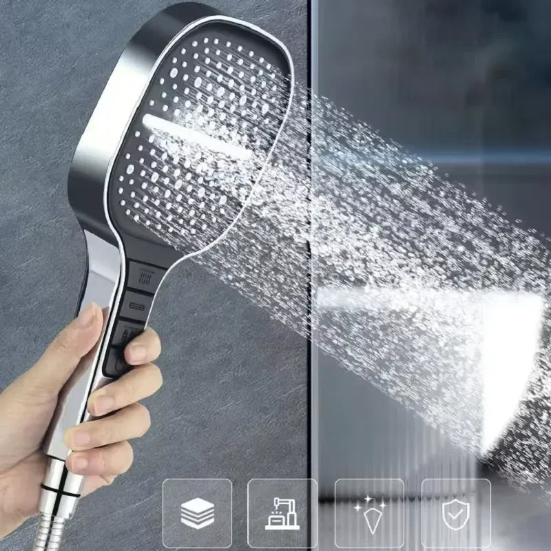 13cm High-Pressure Shower Head – 3 Modes Massage Spray with Filter