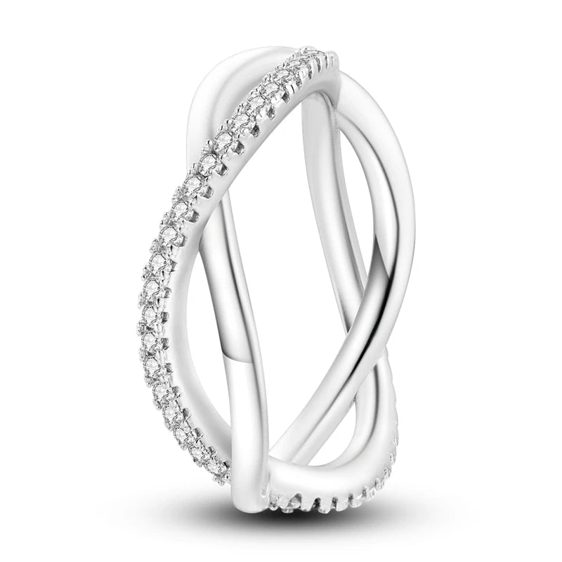 Silver Colour Star Zircon Ring for Women Wedding Engagement Gif