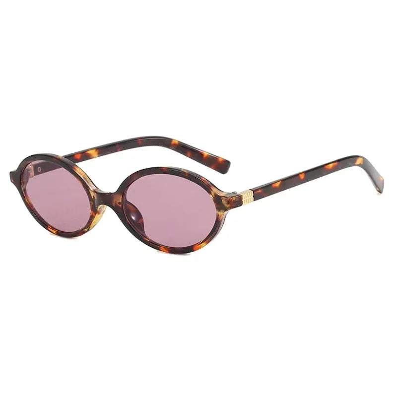 Small Oval Leopard Frame Fashion Glasses for Women Decorative Eyewear