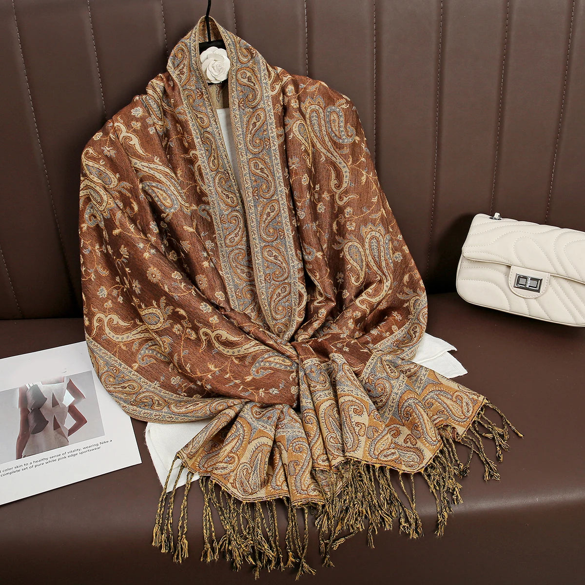 Women's Cashmere Pashmina Shawl Warm Winter Scarf Wrap with Elegant Print