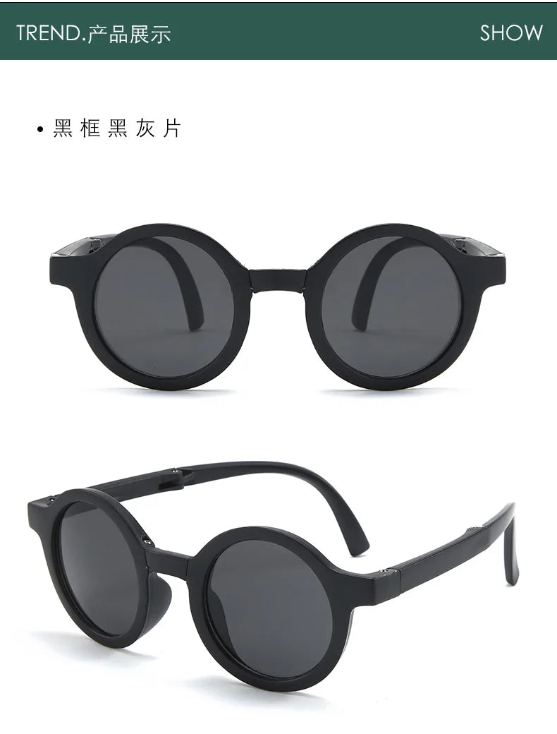 Foldable Kids Round Sunglasses – Cute UV400 Shades for Boys & Girls