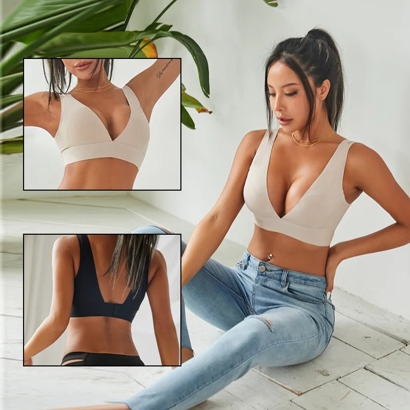 Women's Seamless Push Up Bra Padded Wireless One-Piece Comfort Bralette