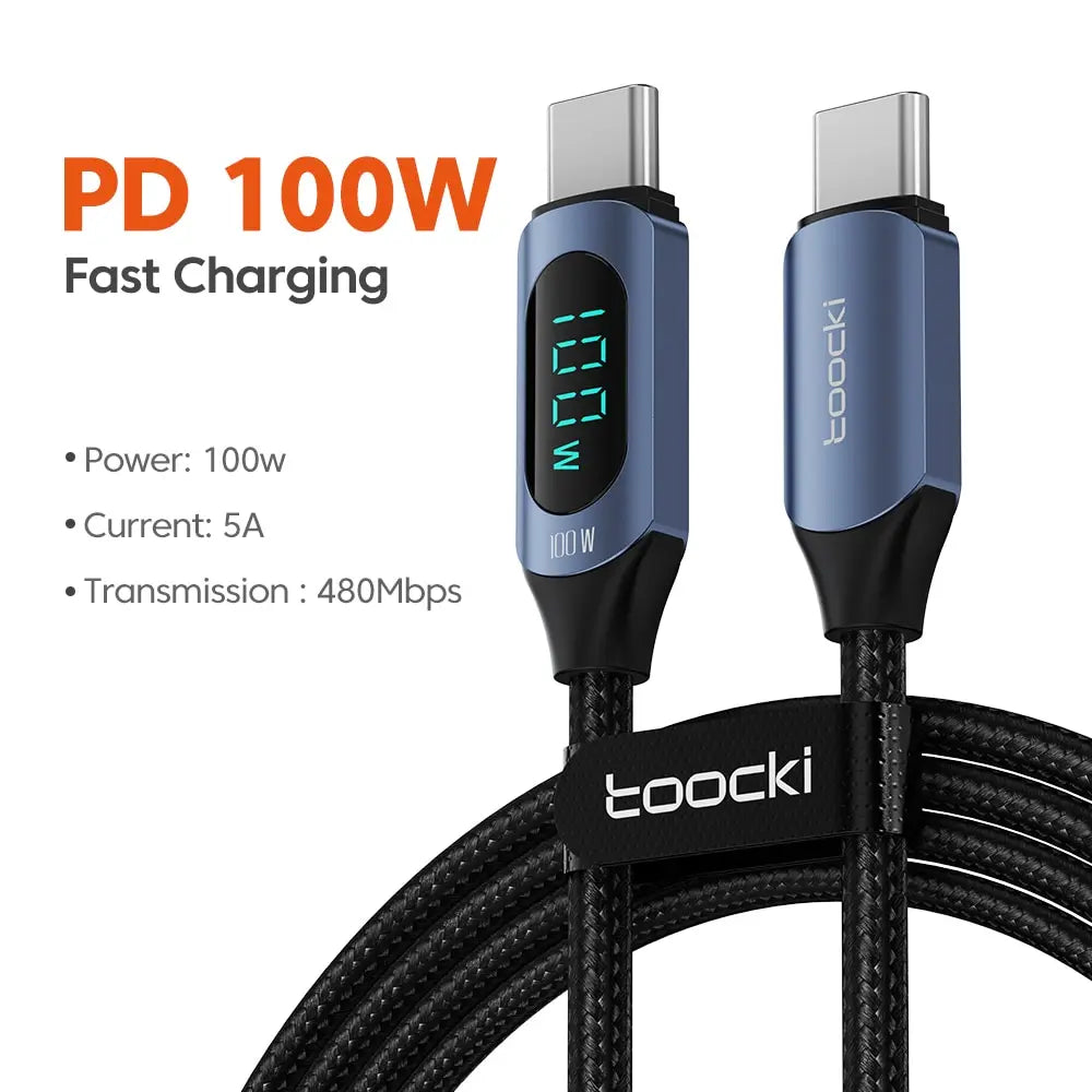100W USB-C to USB-C PD Fast Charging Cable for MacBook iPad Xiaomi POCO