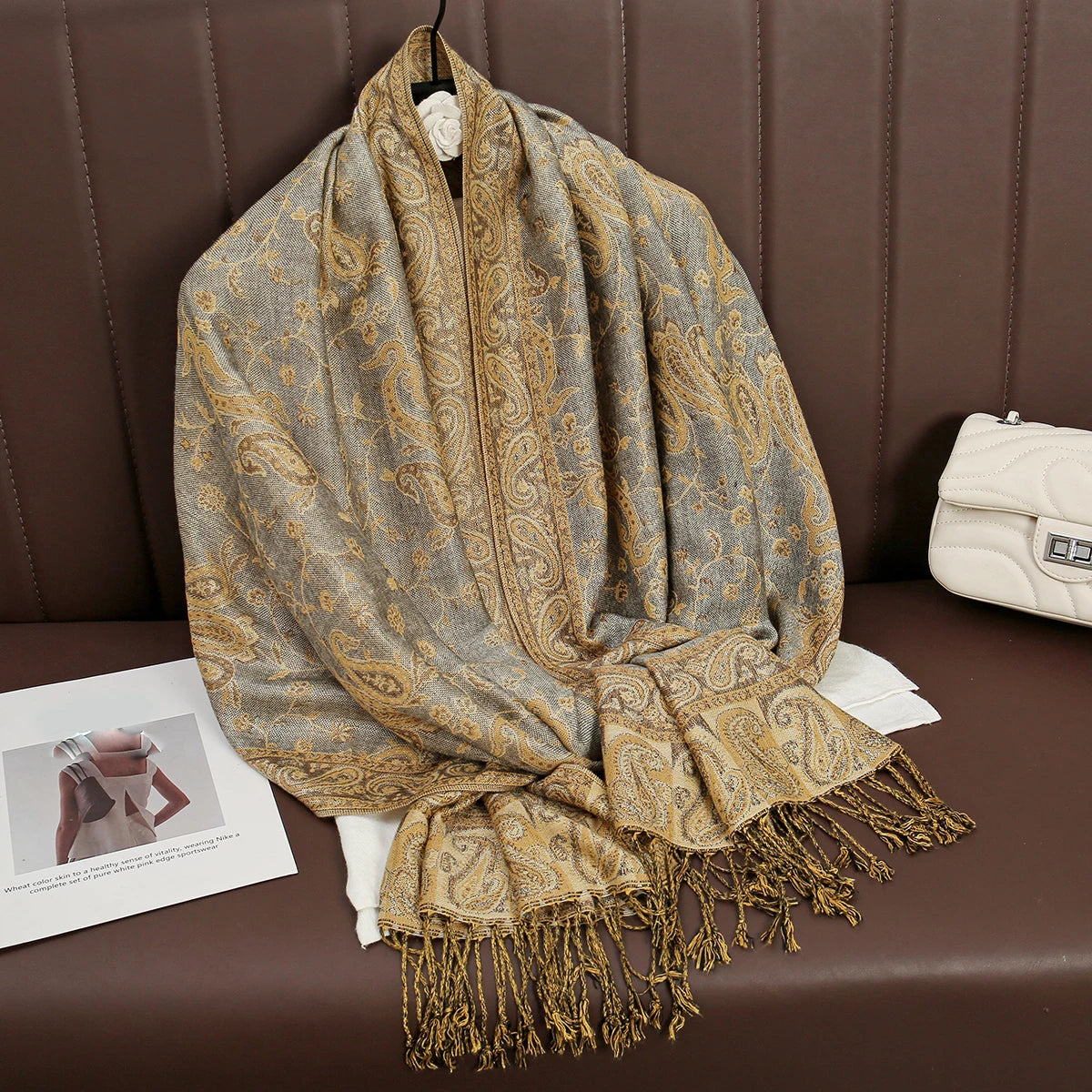 Women's Cashmere Pashmina Shawl Warm Winter Scarf Wrap with Elegant Print