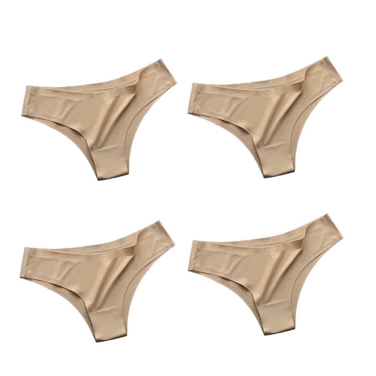 4PCS Women's Seamless Ice Silk Panties Low Waist Soft G-String Briefs