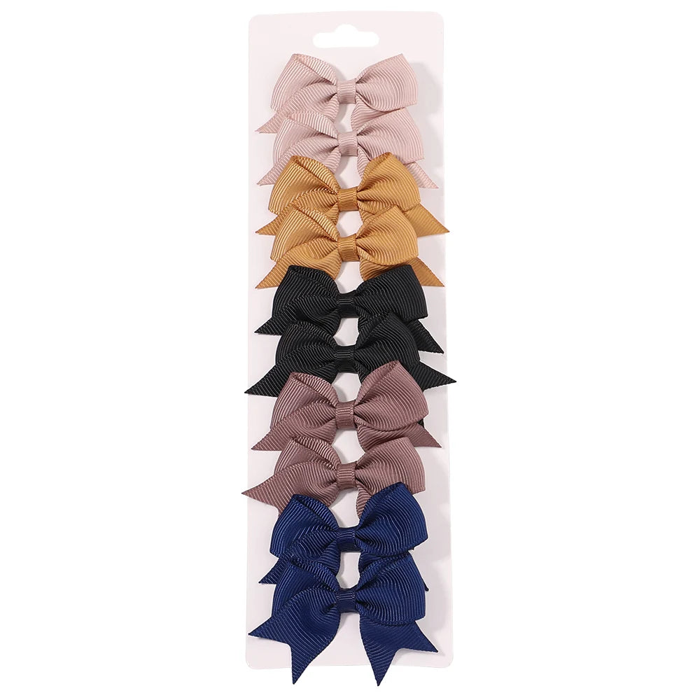 10PCS Cute Ribbon Bow Hair Clips for Baby Girls Handmade Barrettes Set