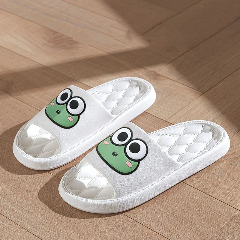 Cartoon Frog Anti-Slip Slides Soft Bathroom Sandals for Home & Beach
