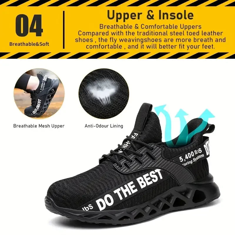 Unisex Steel Toe Safety Work Shoes Lightweight Anti-Puncture Sneakers