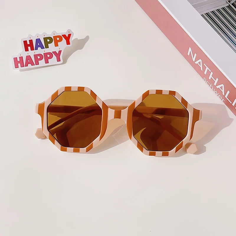 Kids Vintage Round UV400 Sunglasses Frosted Acrylic Fashion Shades