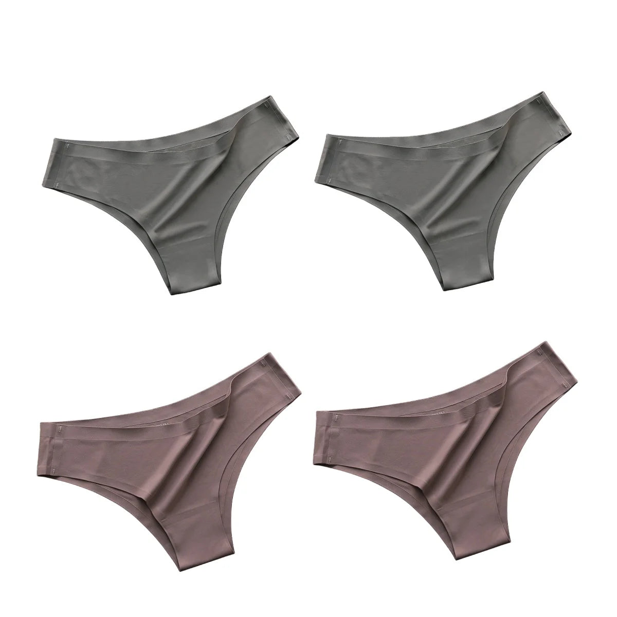 4PCS Women's Seamless Ice Silk Panties Low Waist Soft G-String Briefs