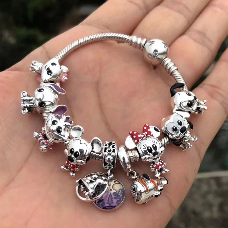 Disney Stitch Minnie Winnie Charm Dangle Beads Fit Pandora Bracelet