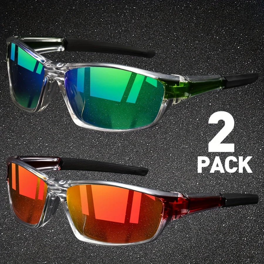 2 Pairs Men's Polarized Sports Sunglasses – Night Vision Driving Shades