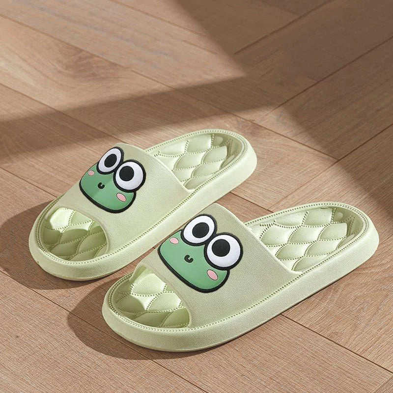 Cartoon Frog Anti-Slip Slides Soft Bathroom Sandals for Home & Beach
