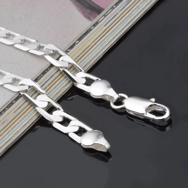 Sterling Silver Sideways Chain Bracelet for Women Jewelry Gift